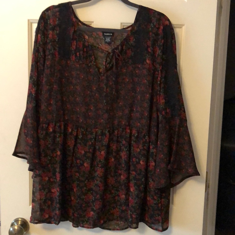 Torrid Plus Size 3X peplum Top Tunic peasant Boho